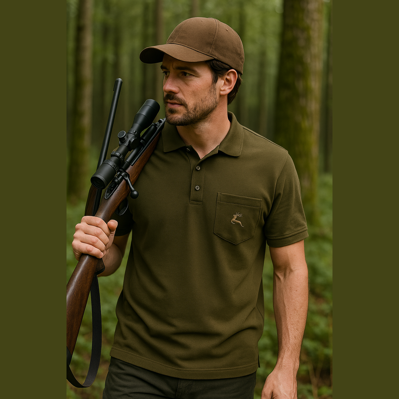 Polo-Shirt "Springender Hirsch"