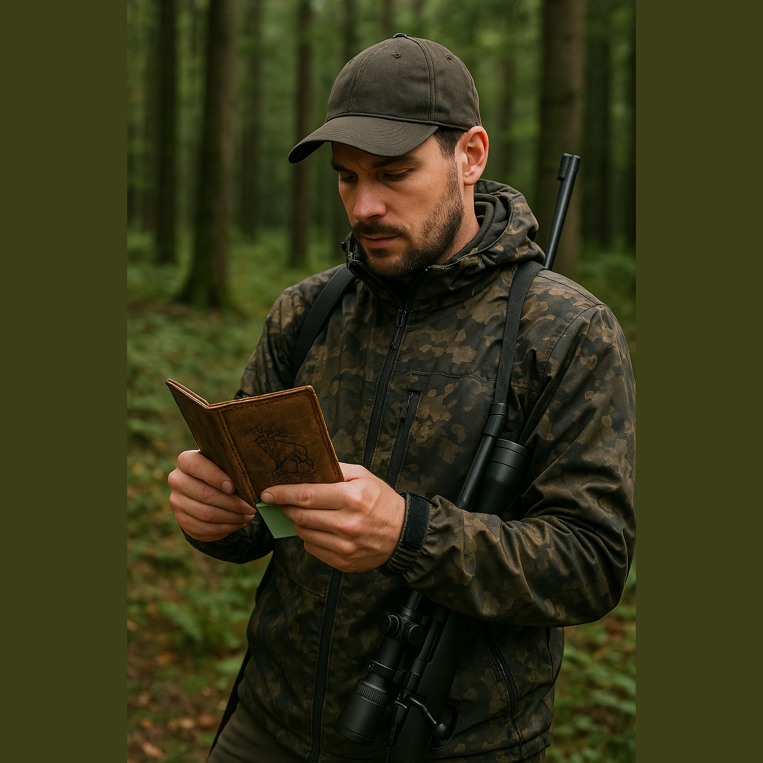 Handmade Hunting License Case "Deer"