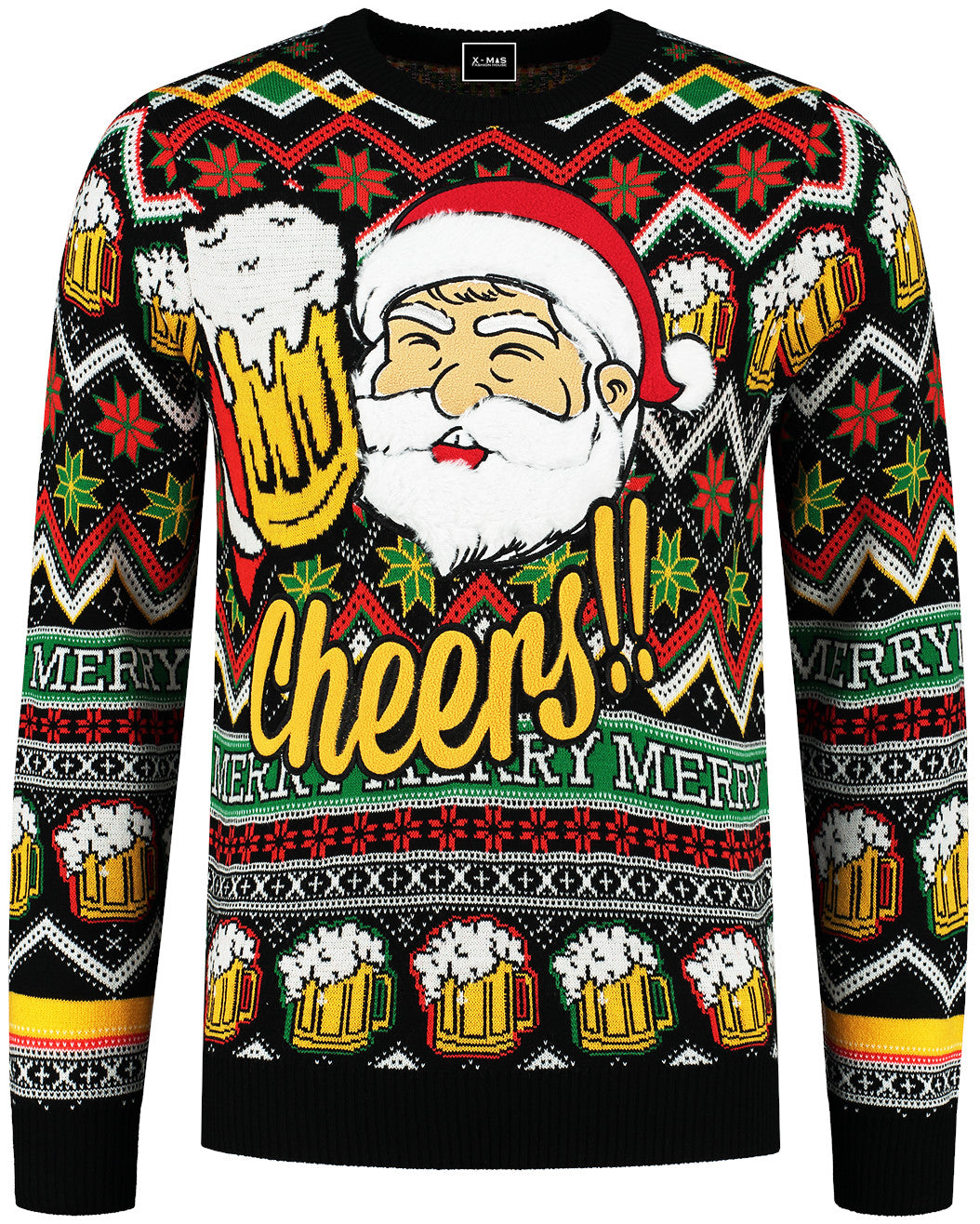 Weihnachtspullover "Cheers" mit echtem Bart
