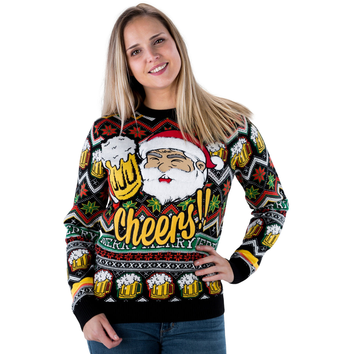 Weihnachtspullover "Nikolaus" mit echtem Bart