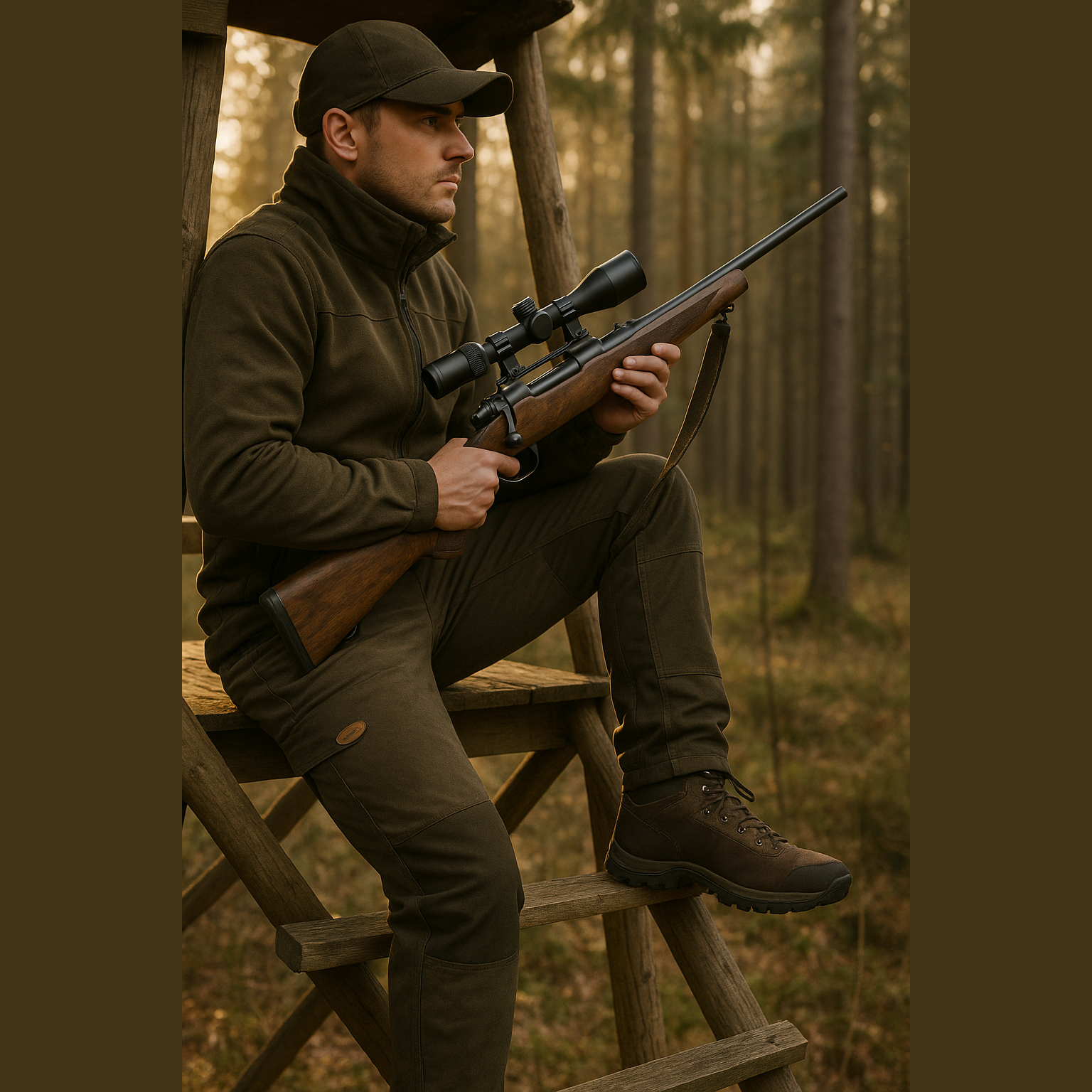Hunting performance trousers with stretch insert