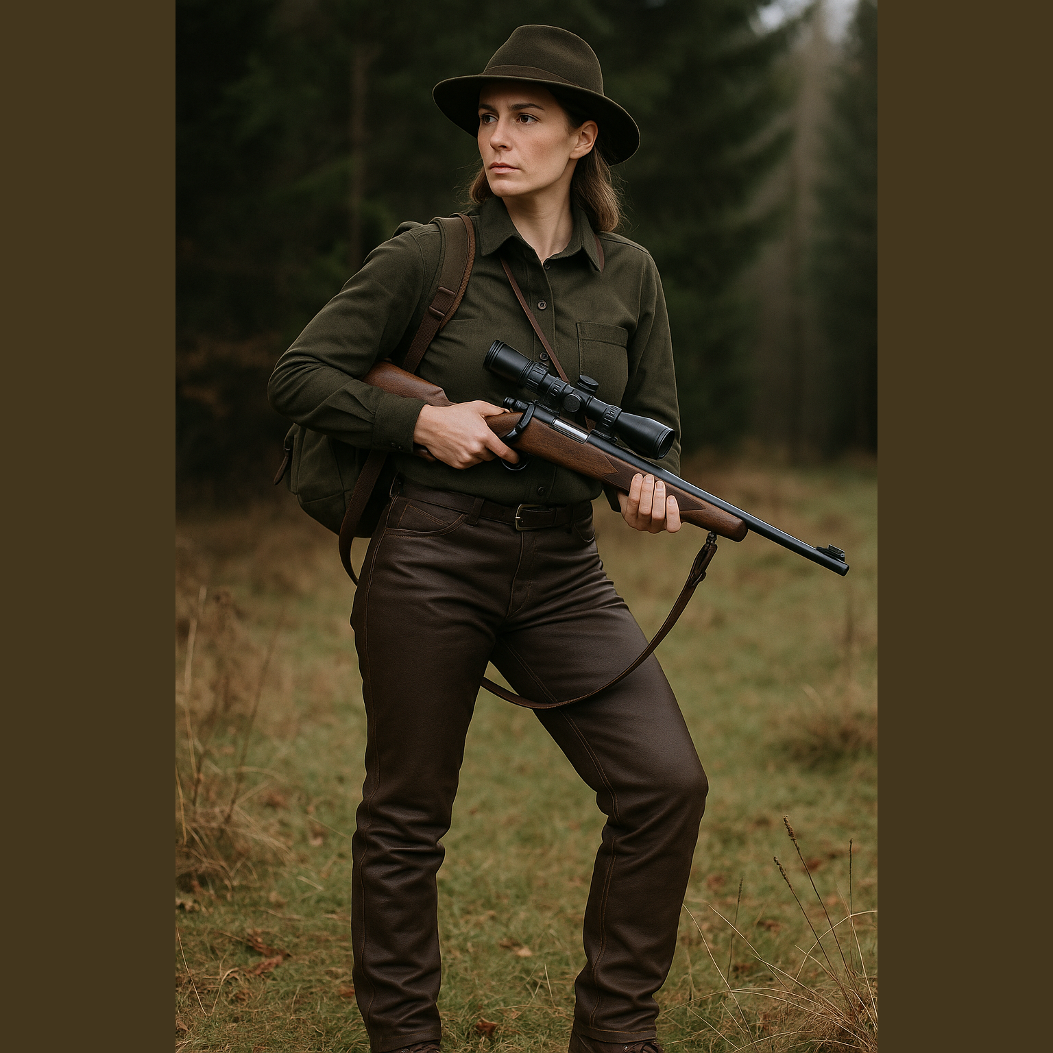 Women's buffalo leather trousers
