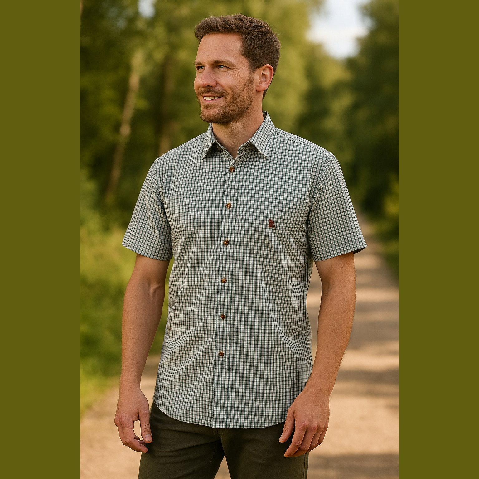 Short-sleeved shirt with embroidery