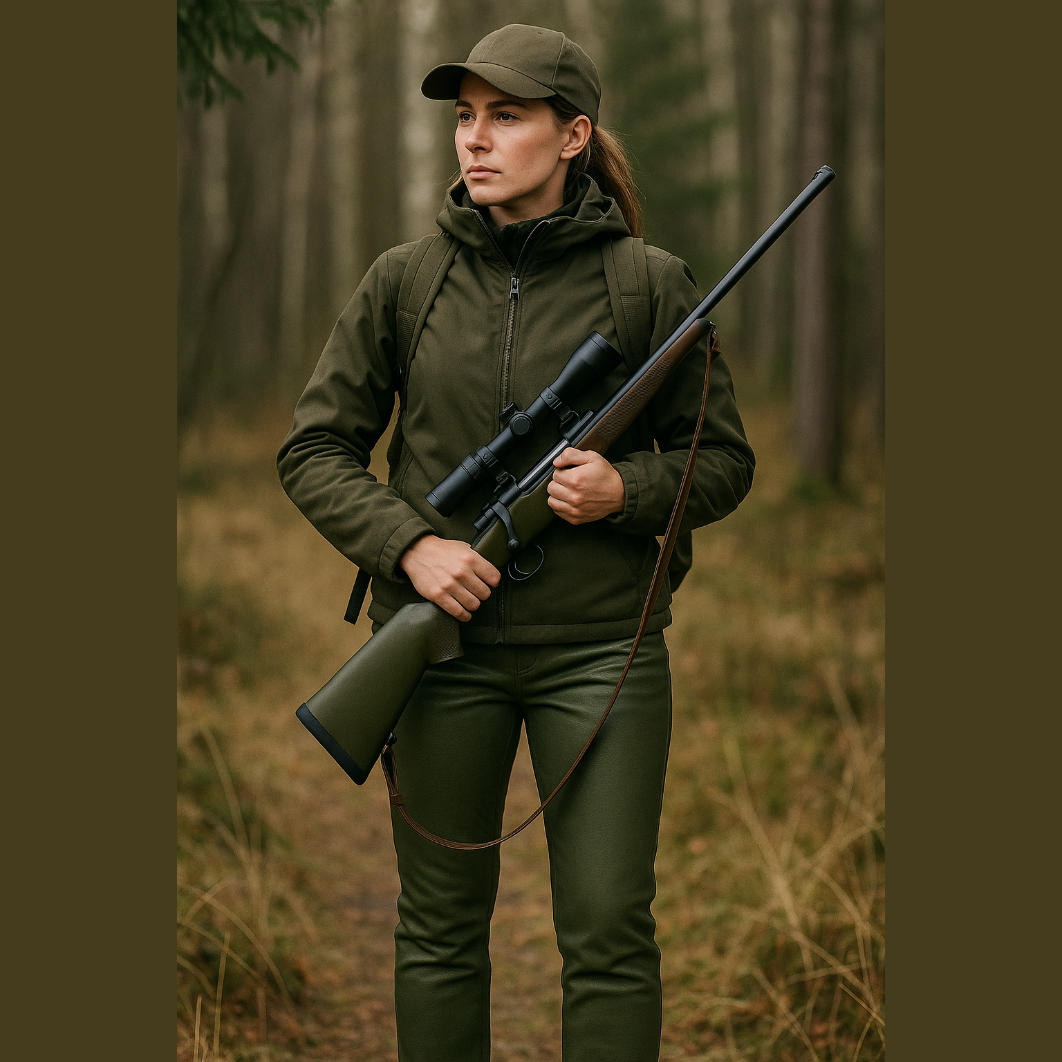 Women's buffalo leather trousers
