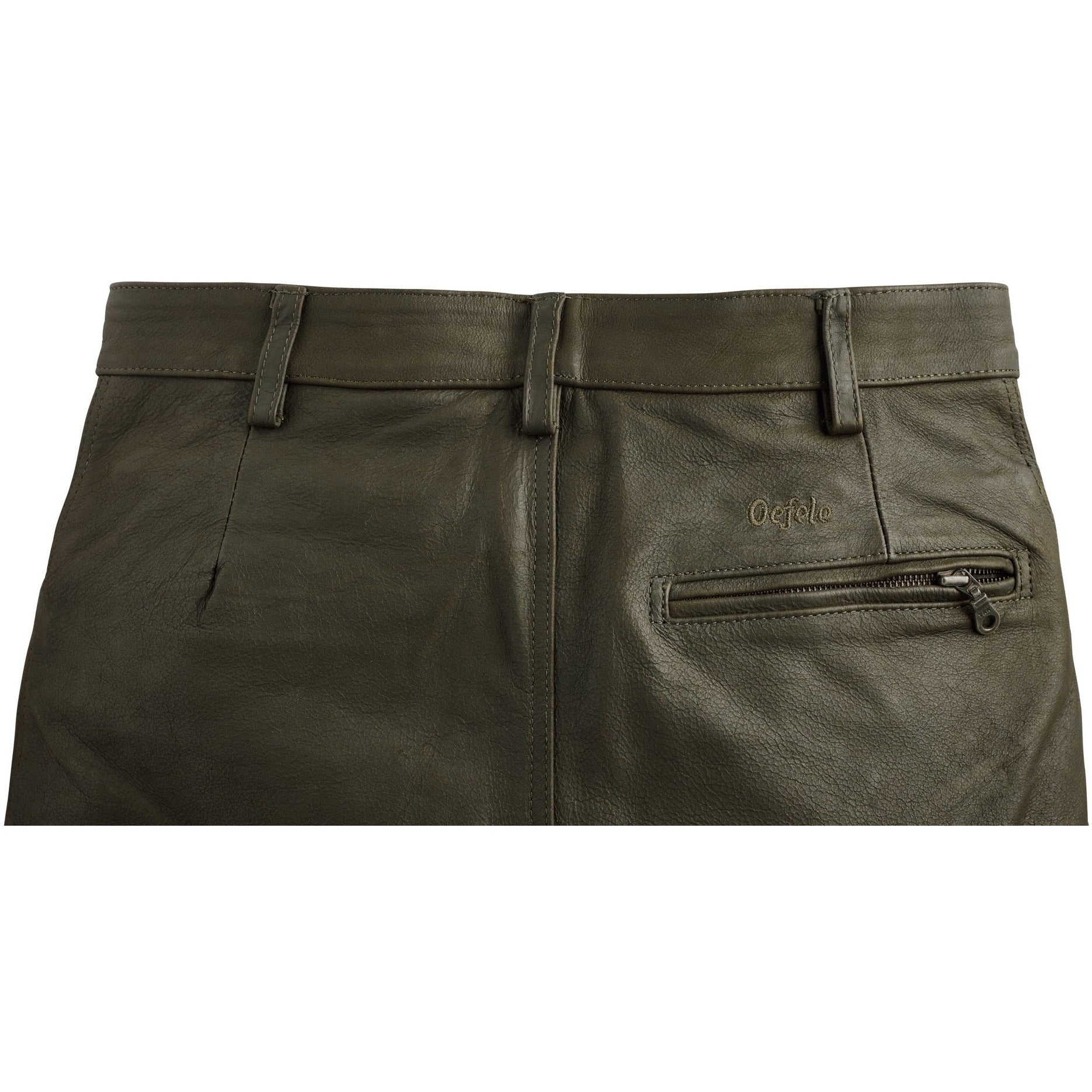 Robust buffalo leather trousers with leg pocket
