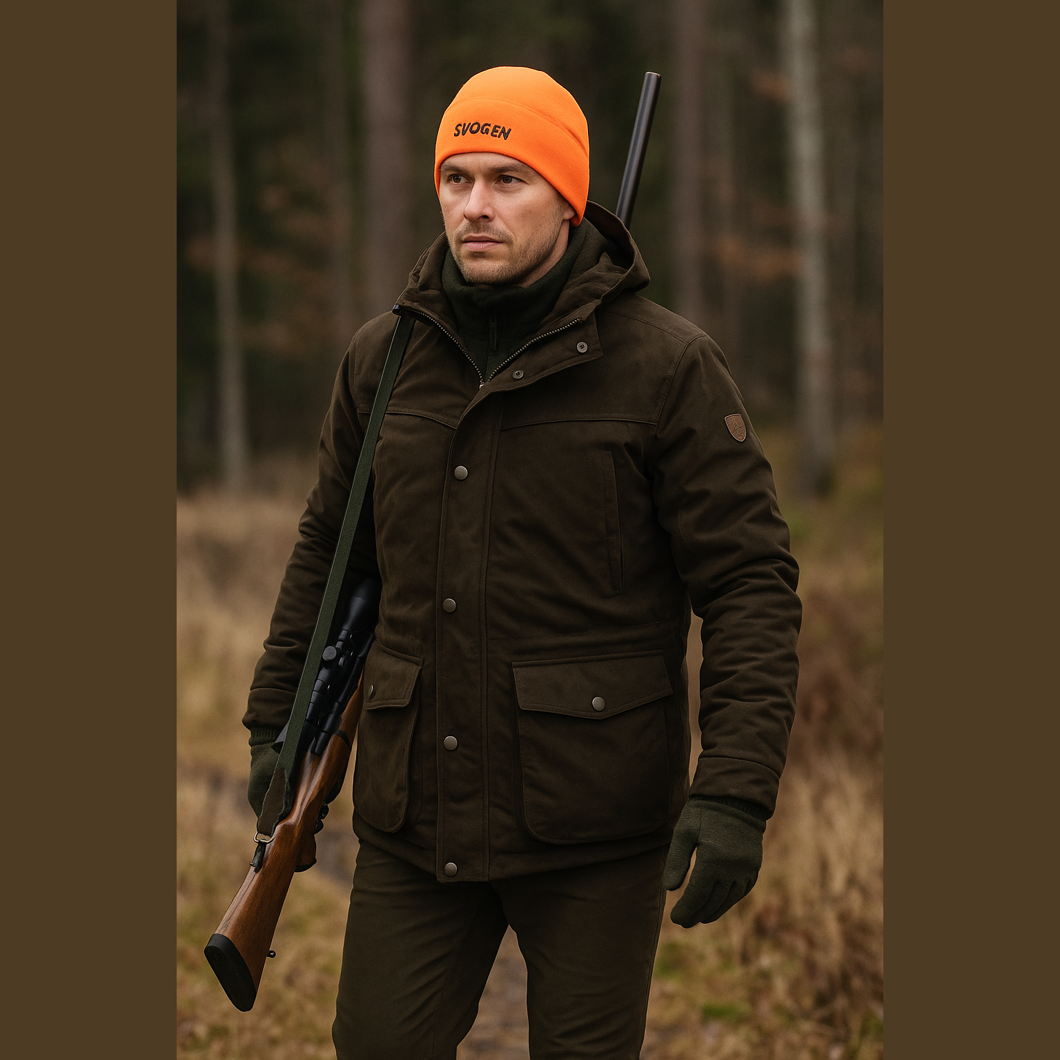 Reversible Fleece Beanie | One Size | olive/signal orange