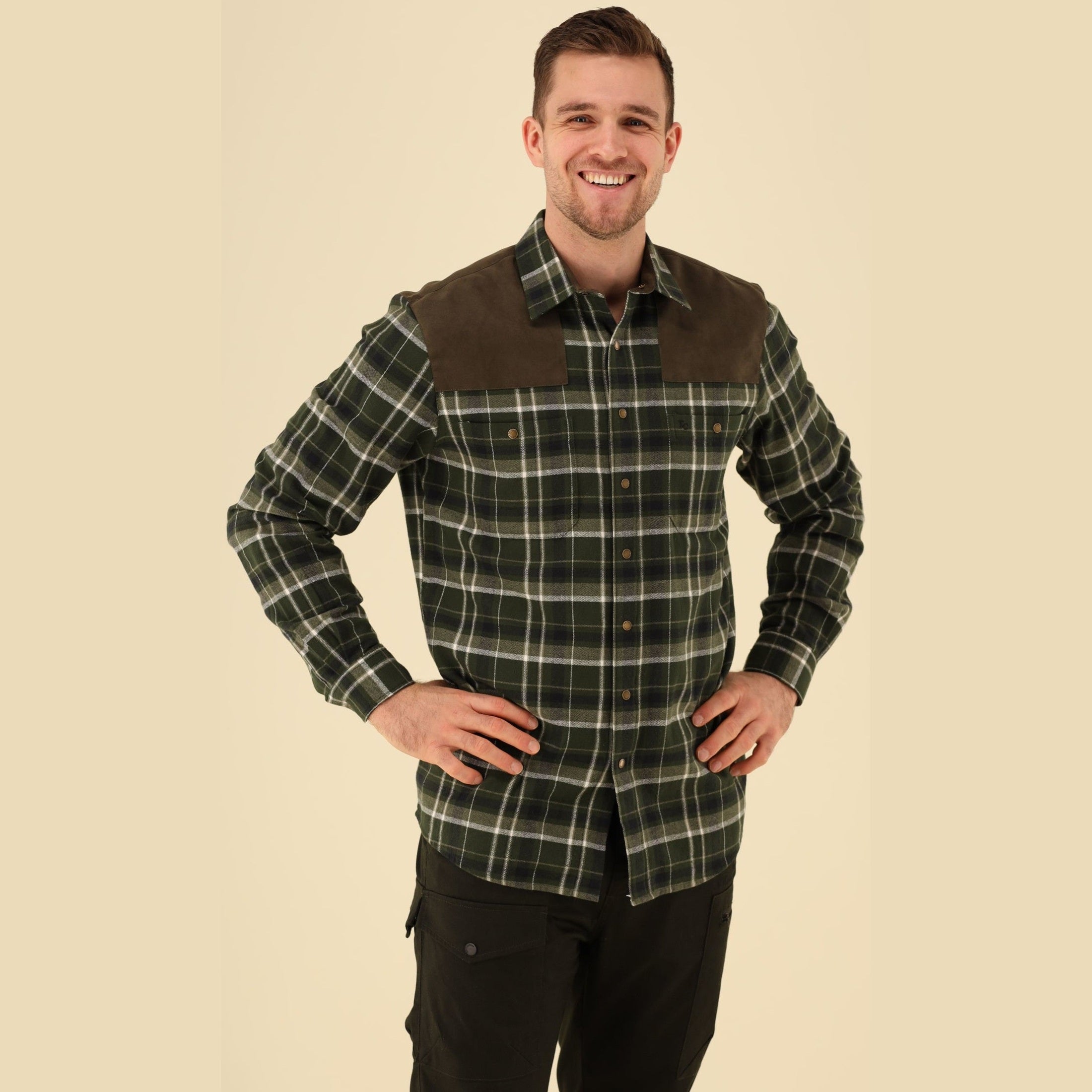 Flannel shirt with trim