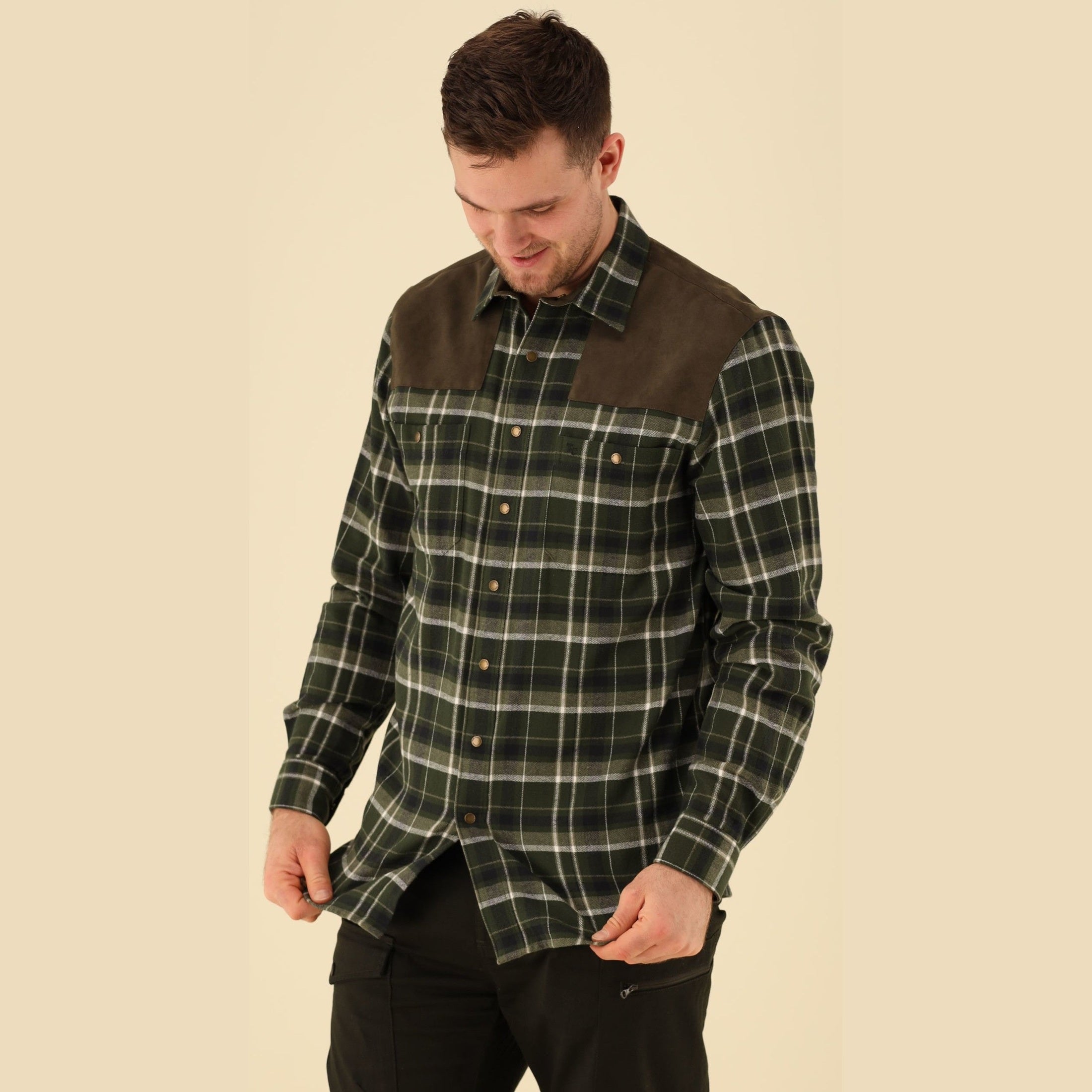 Flannel shirt with trim