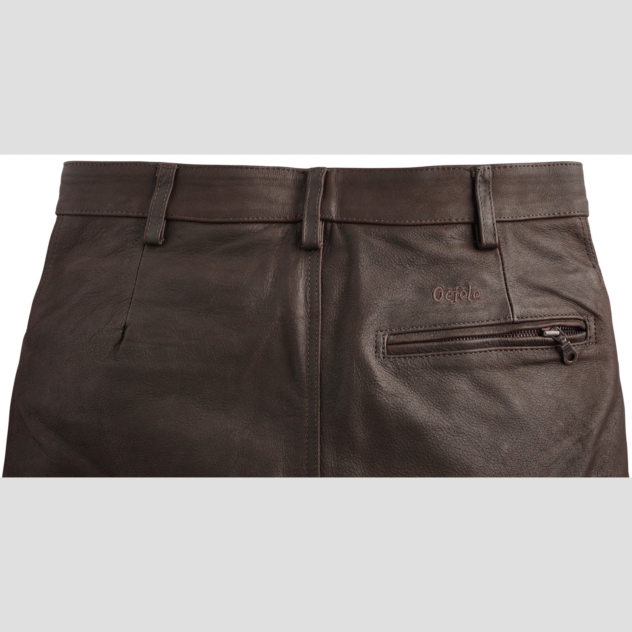 Women's buffalo leather pants with leg pocket